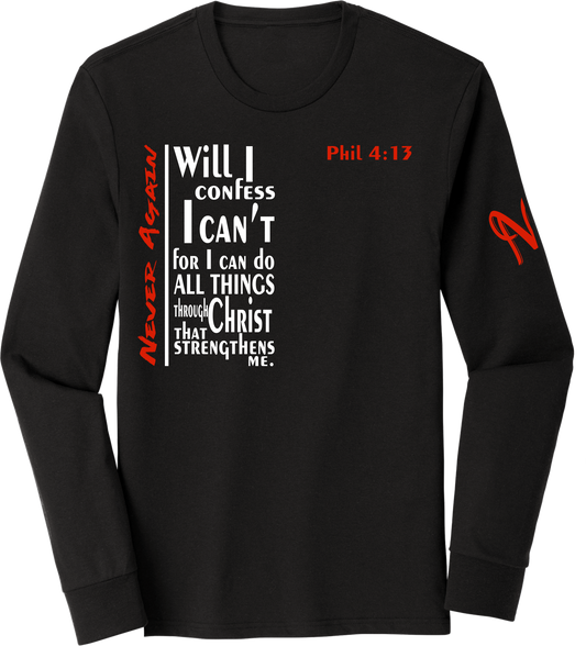 Never Again Long Sleeve Black Tee V3