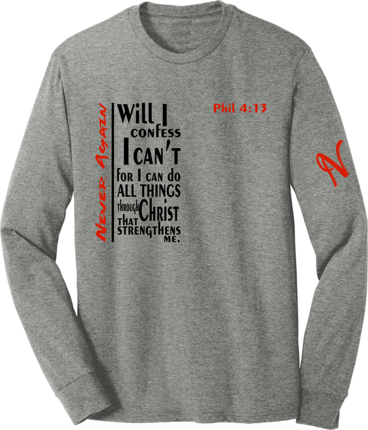 Never Again Long Sleeve Grey Tee V3