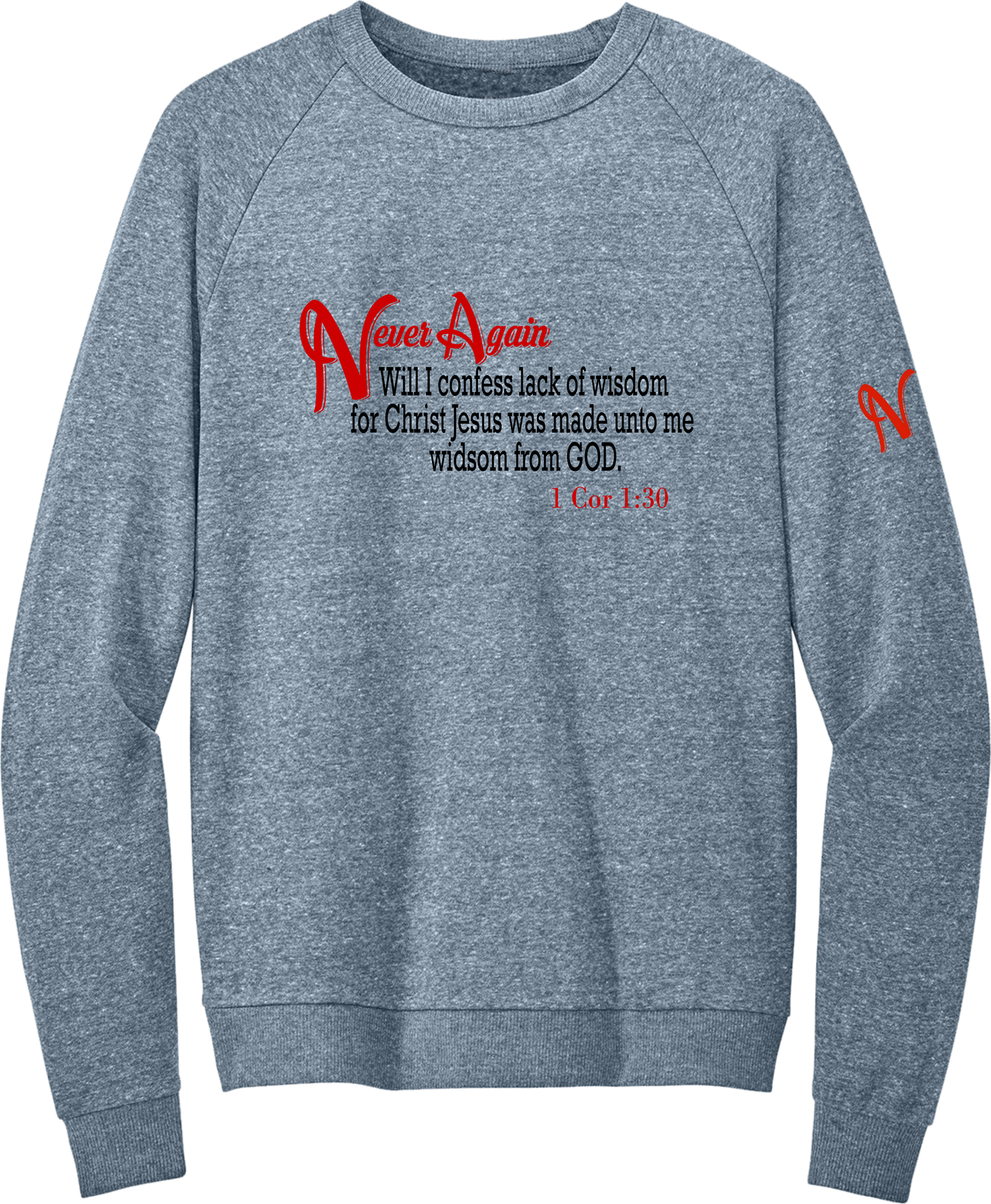 Never Again 1 Cor 130 Wisdom DT1304 Sweatshirt