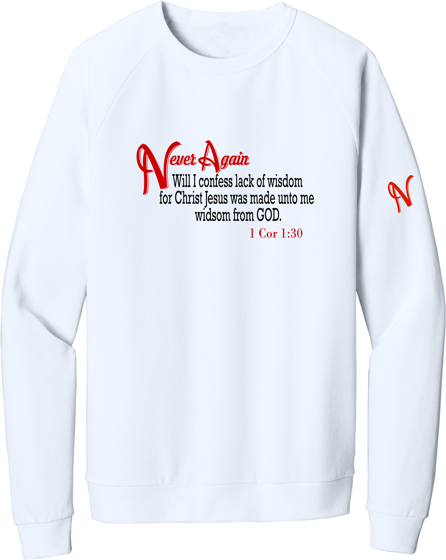 Never Again 1 Cor 130 Wisdom DT1304 Sweatshirt