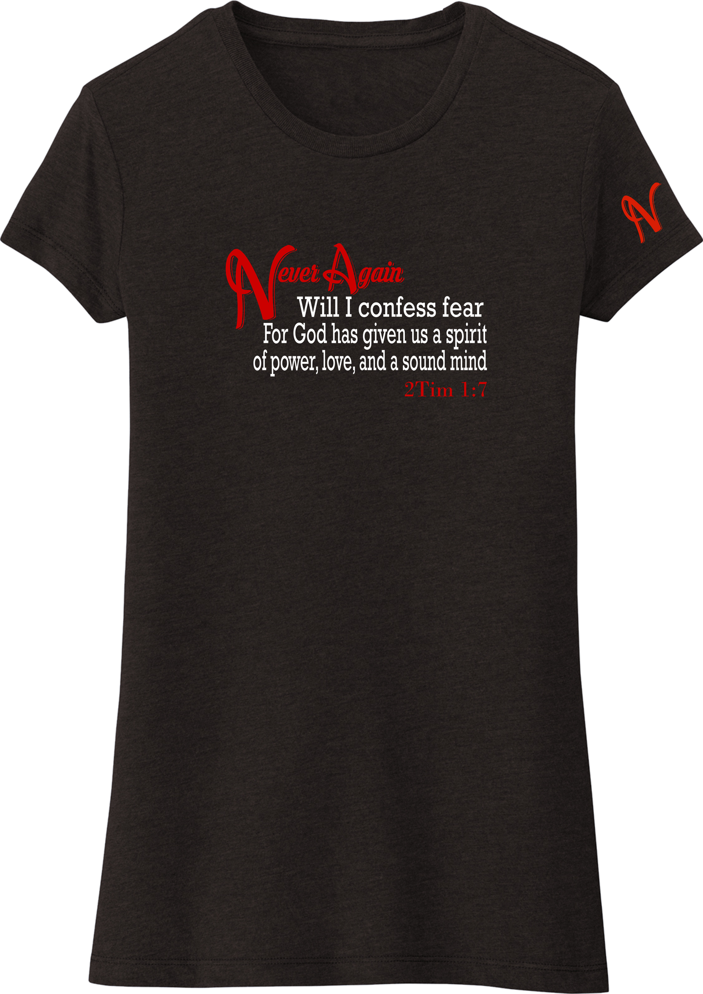 Never Again 2Tim 17 Fear DT155 Womens Short Sleeve