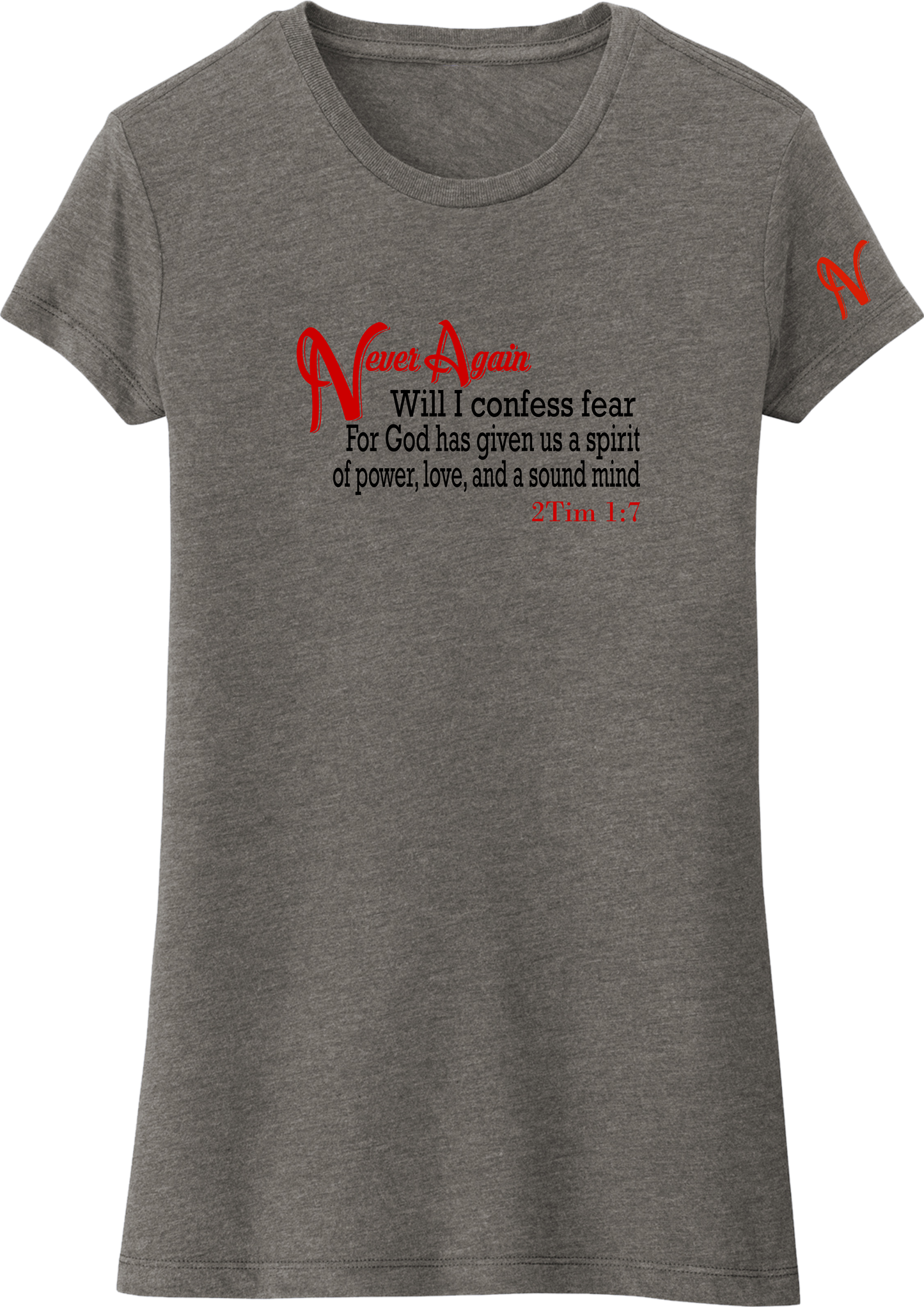 Never Again 2Tim 17 Fear DT155 Womens Short Sleeve